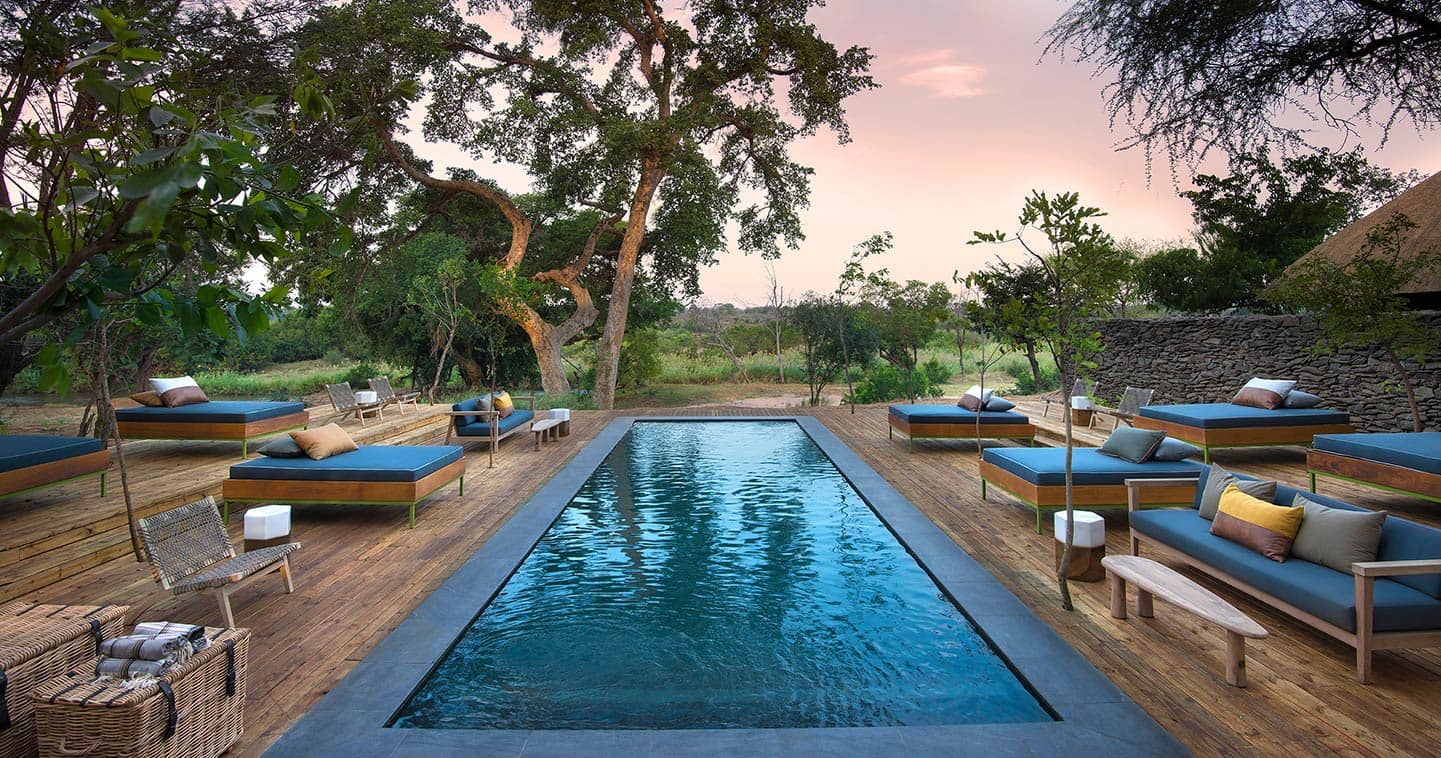 Lion Sands River Lodge swimming pool in Sabi Sands for the ultimate safari experience