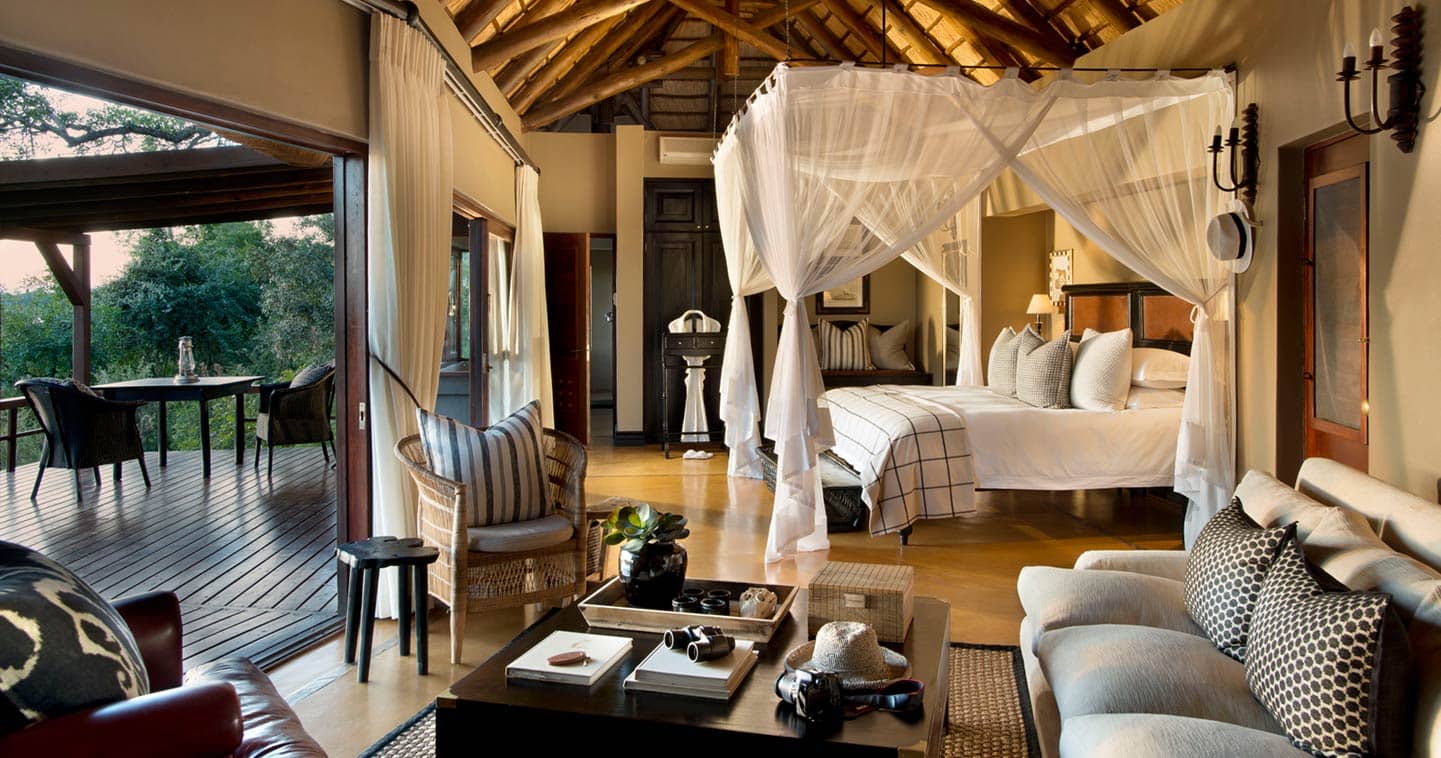 Tinga Lodge bedroom in Lion Sands Game Reserve
