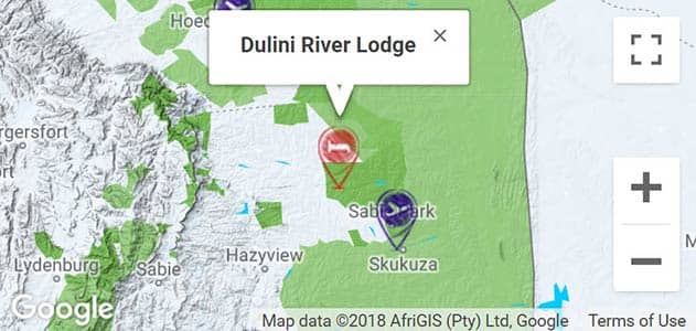 View Dulini River Lodge on the map in Sabi Sands