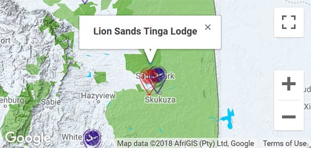 View Lion Sands Tinga Lodge on the map in Sabi Sands