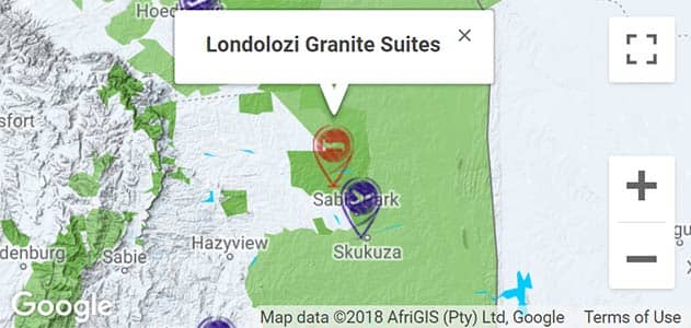 View Londolozi Granite Suites on the map in Sabi Sands