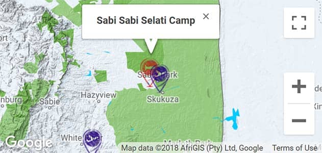 View Sabi Sabi Selati Camp on the map in Sabi Sands