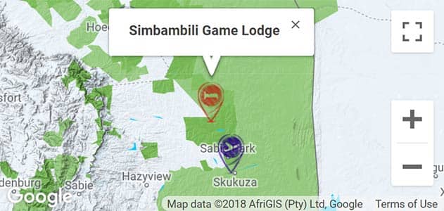 View Simbambili Lodge on the map in Sabi Sands