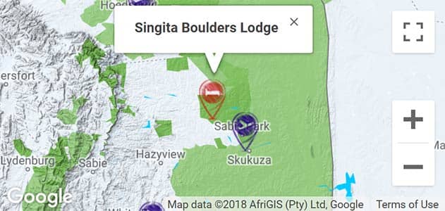 View Singita Boulders Lodge on the map in Sabi Sands