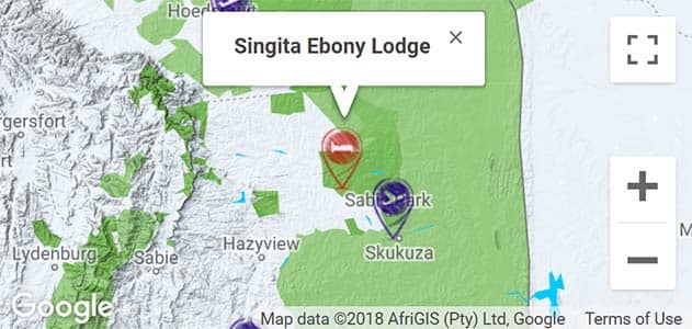 View Singita Ebony Lodge on the map in Sabi Sands