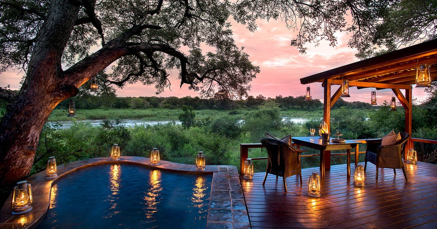 Private plunge pool at Lion Sands Tinga Lodge in Sabi Sands