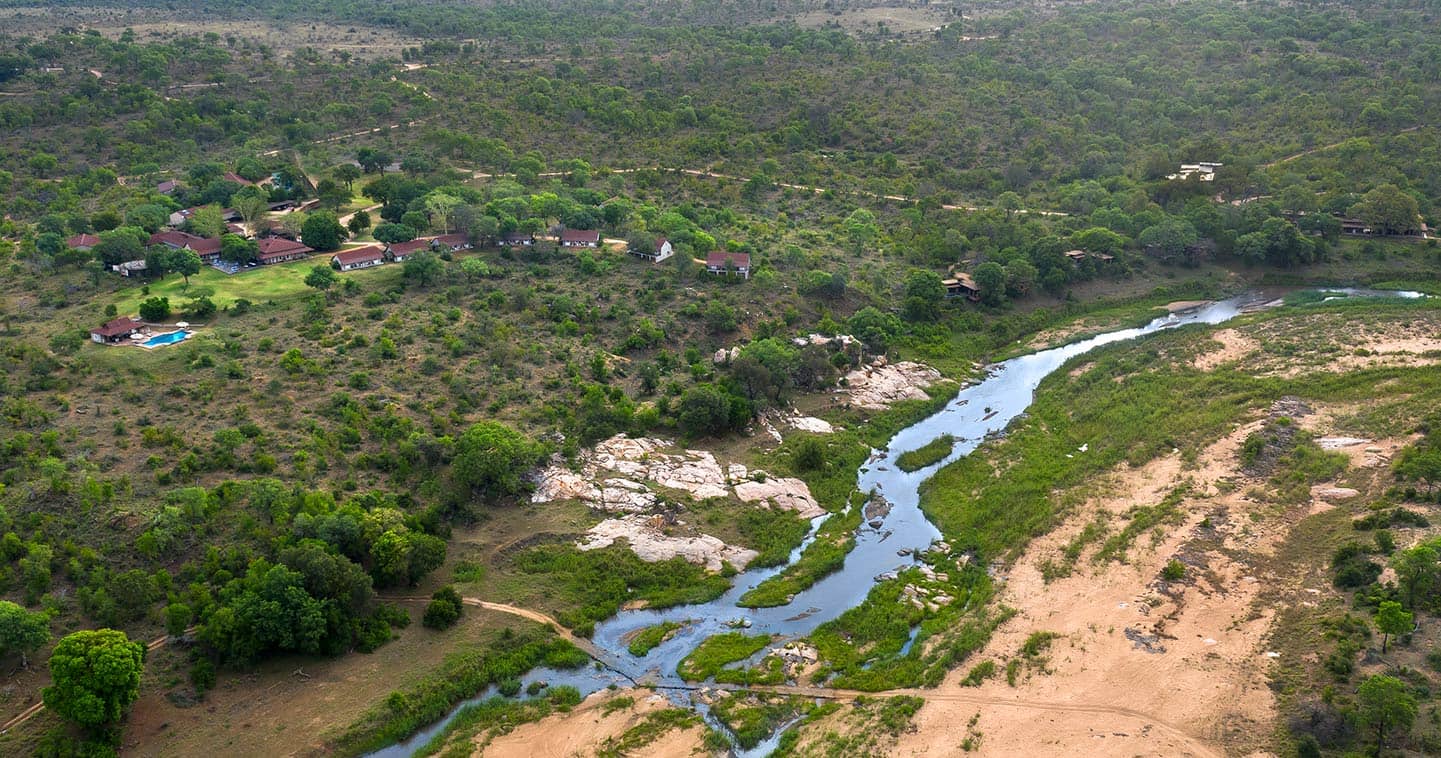 Kirkman's Kamp in Sabi Sands from the air