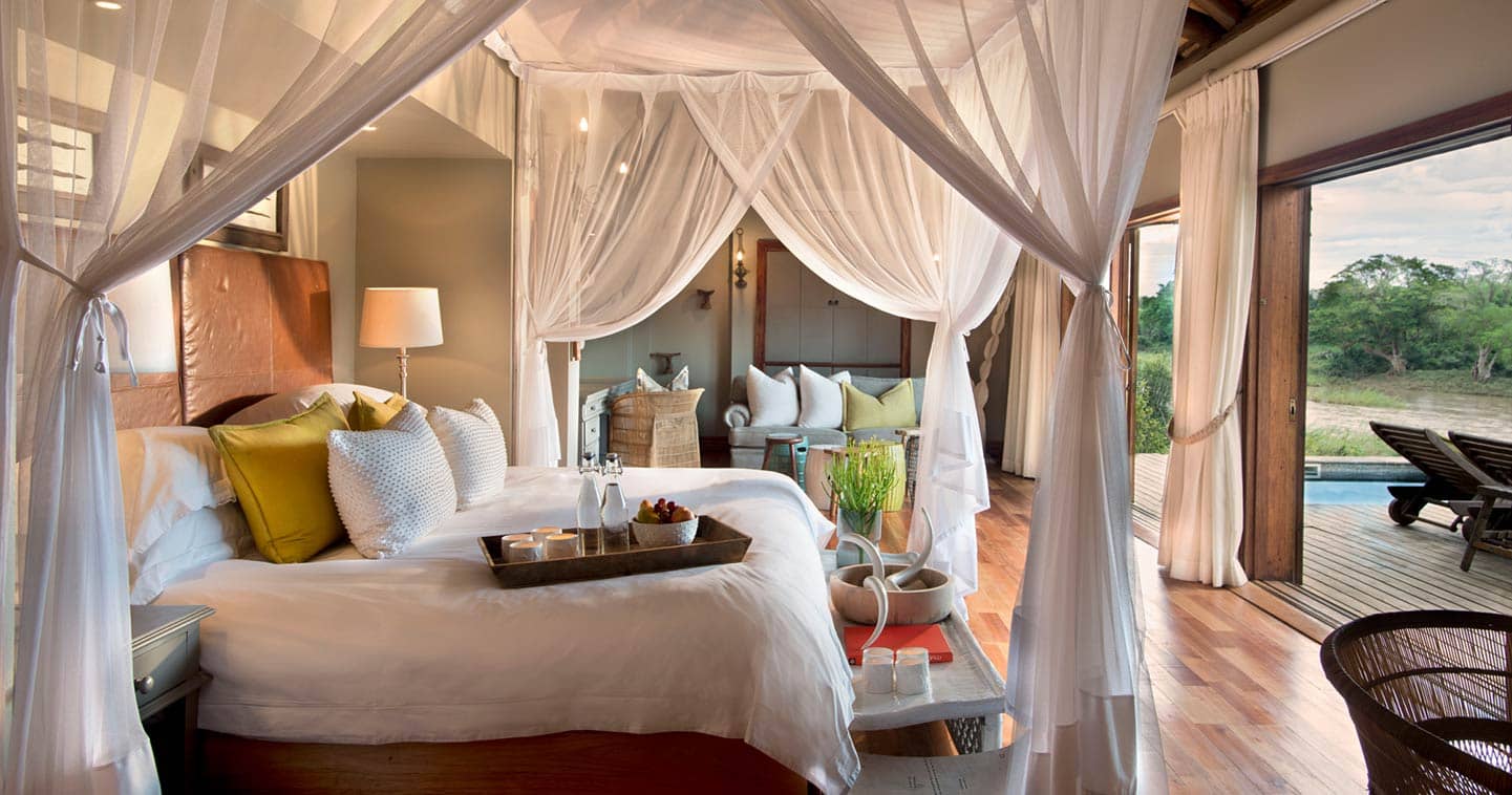 Lion Sands Narina bedroom in Kruger National Park