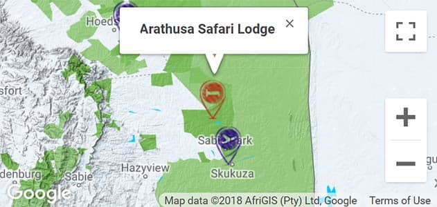 View Arathusa Safari Lodge on the map in Sabi Sands