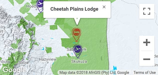 View Cheetah Plains on the map in Sabi Sands