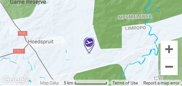 View Hoedspruit Airport on the map in Sabi Sands