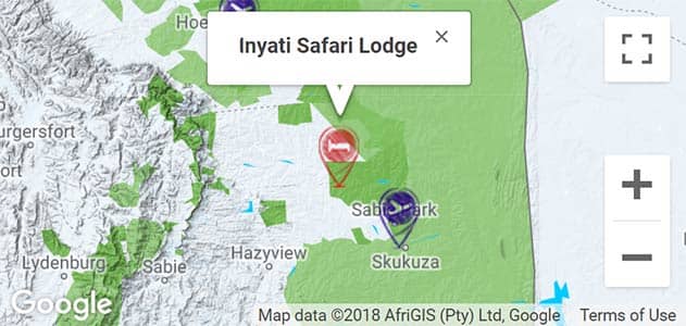 View Inyati Lodge on the map in Sabi Sands