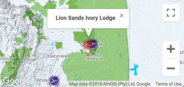 View Lion Sands Ivory Lodge on the map in Sabi Sands