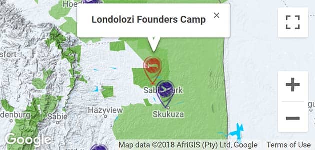 View Londolozi Founders Camp on the map in Sabi Sands