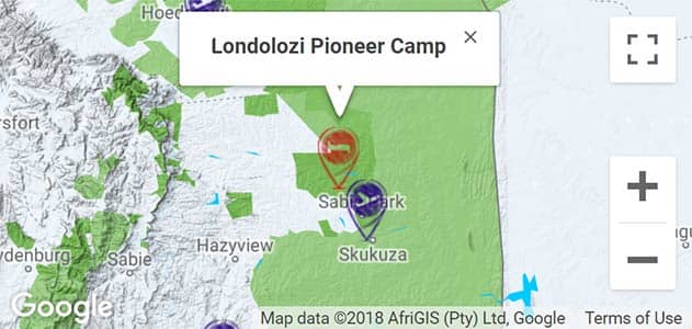View Londolozi Pioneer Camp on the map in Sabi Sands