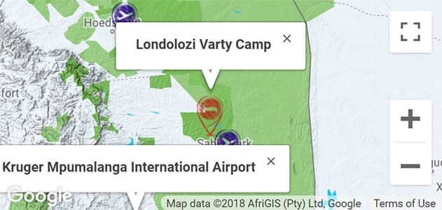 View Londolozi Varty Camp on the map in Sabi Sands