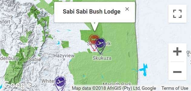 View Sabi Sabi Bush Lodge on the map in Sabi Sands