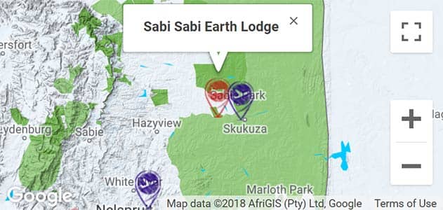View Sabi Sabi Earth Lodge on the map in Sabi Sands