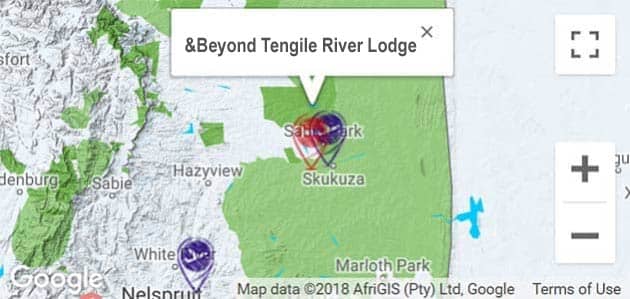 View Tengile River Lodge on the map in Sabi Sands