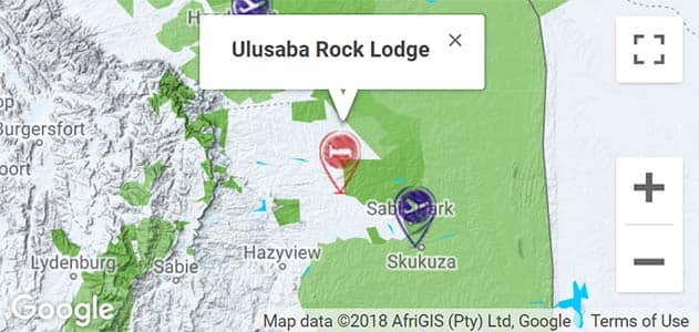 View Ulusaba Rock Lodge on the map in Sabi Sands
