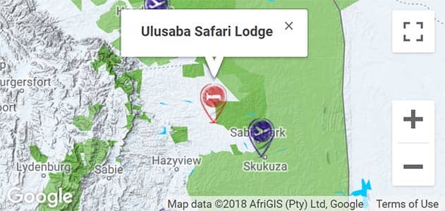 View Ulusaba Safari Lodge on the map in Sabi Sands