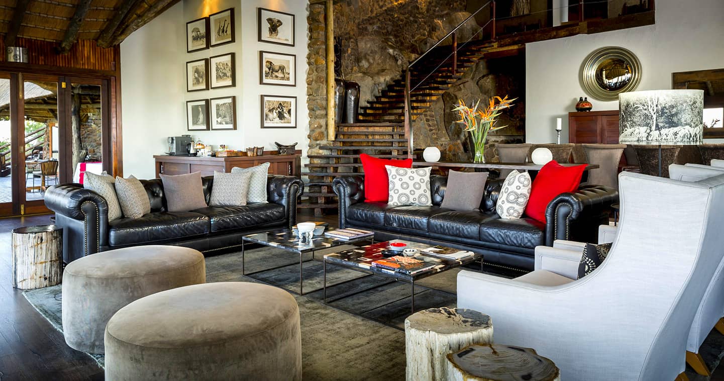 The lounge area at Ulusaba Rock Lodge in Sabi Sands