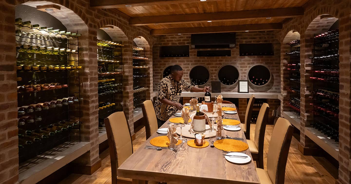 The wine cellar at Inyati in the Sabi Sands